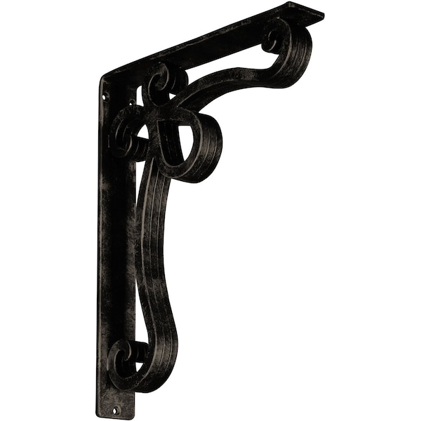 Ekena Millwork Orleans Wrought Iron Bracket, (Triple center brace), Antiqued Pale Gold 2"W x 12"D x 15"H BKTM02X12X15TOLAPG - main